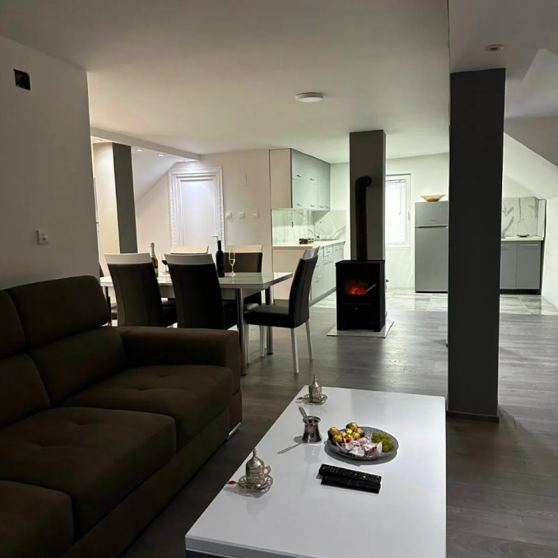 apartment with pool one bedroom Resort Bate Bole terrace mountain view Leshani Debarca Ohrid